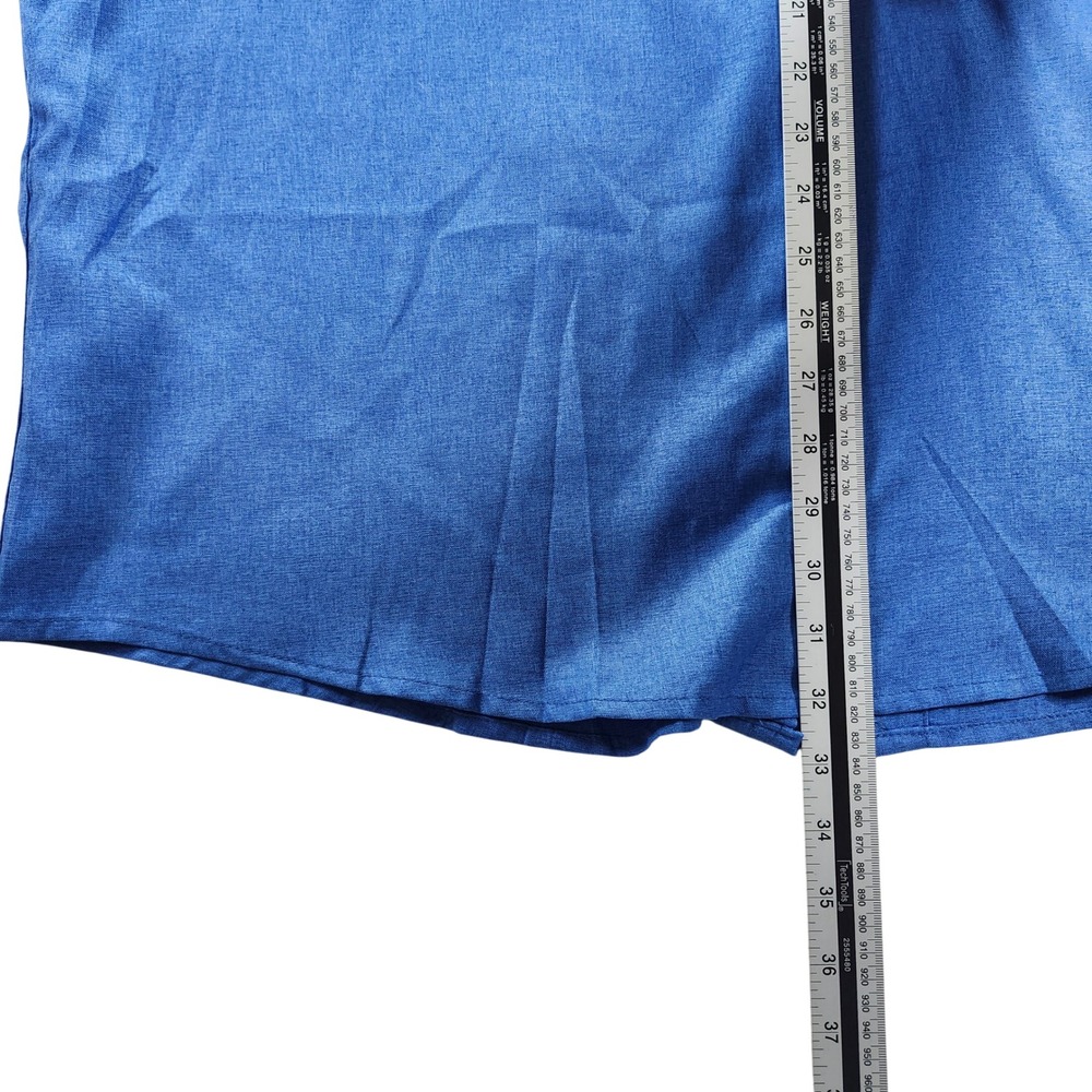 COOFANDY Button Down Shirt Men 2XL Blue New Short Sleeve Textured Hidden Placket - Picture 8 of 11